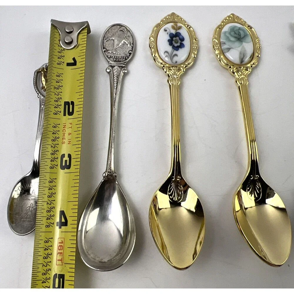 Vintage Lot Of 8 Variety of Mini Decor Spoons Some Silver Plated